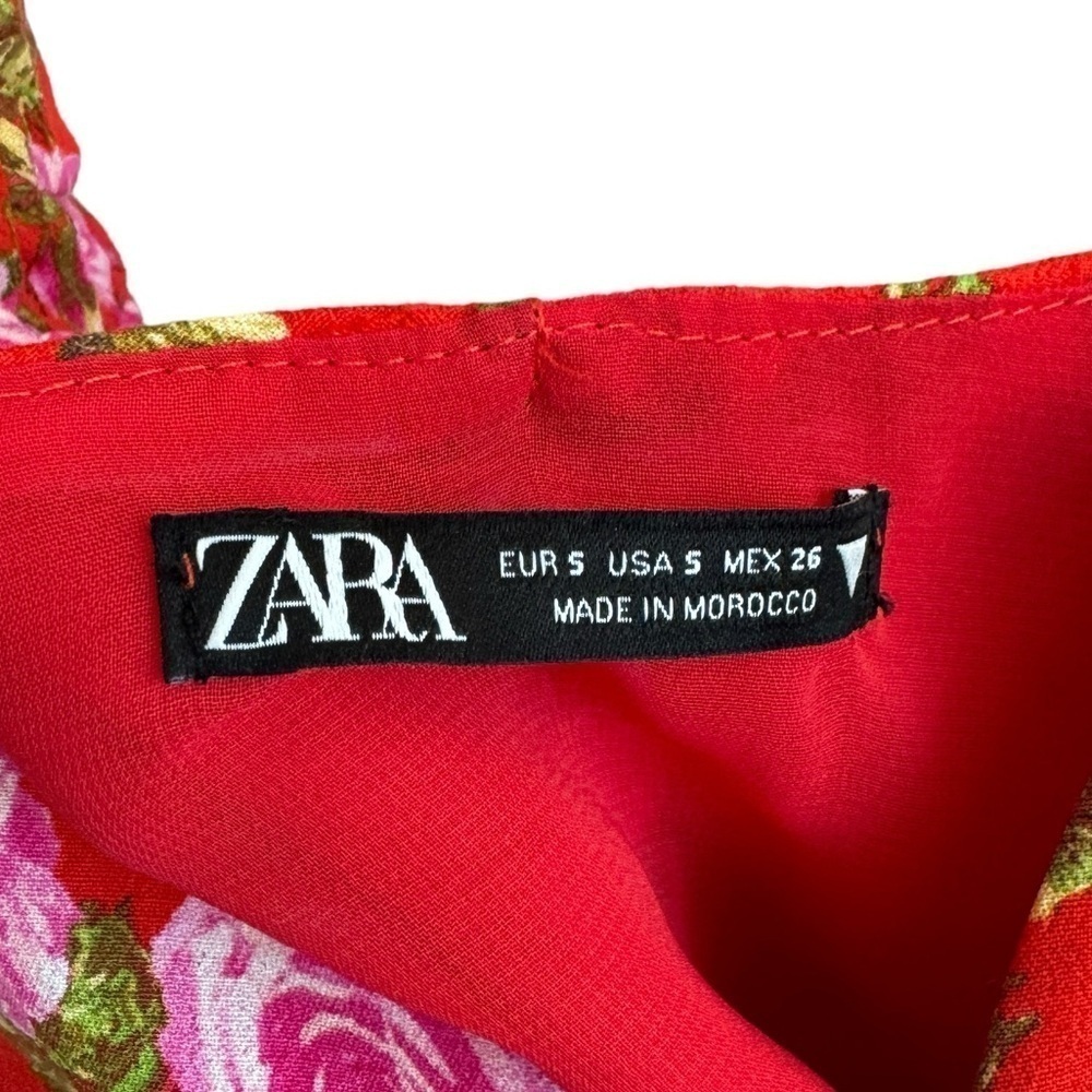 Zara Floral Draped Long Sleeve Bustier Style Crop Top, Size S - Picture 7 of 12